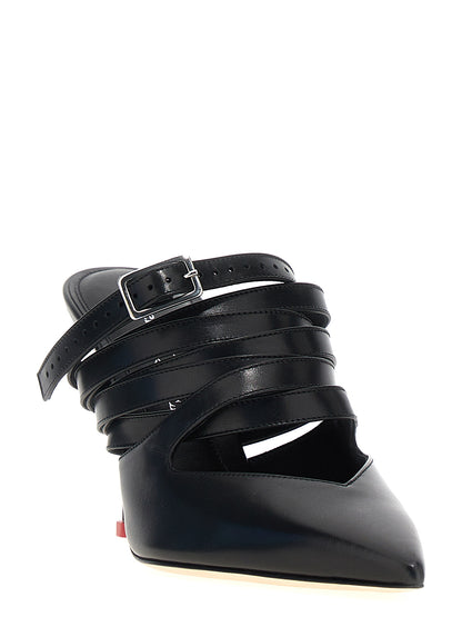 Alexander McQueen Strap Mules Pumps — Black 9.5 cm Heel