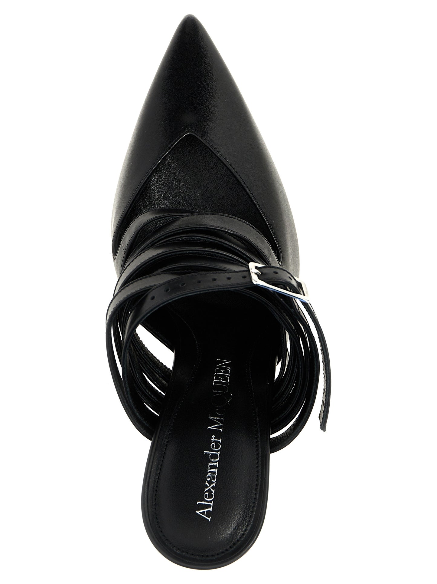 Alexander McQueen Strap Mules Pumps — Black 9.5 cm Heel