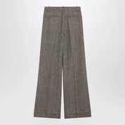 Valentino Ivory/brown patterned wool trousers