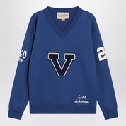 Sudadera Valentino azul con bordado V y Le Chat de la Maison