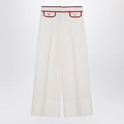 Pantalón Valentino Ivory con V dorada en lana virgen y seda