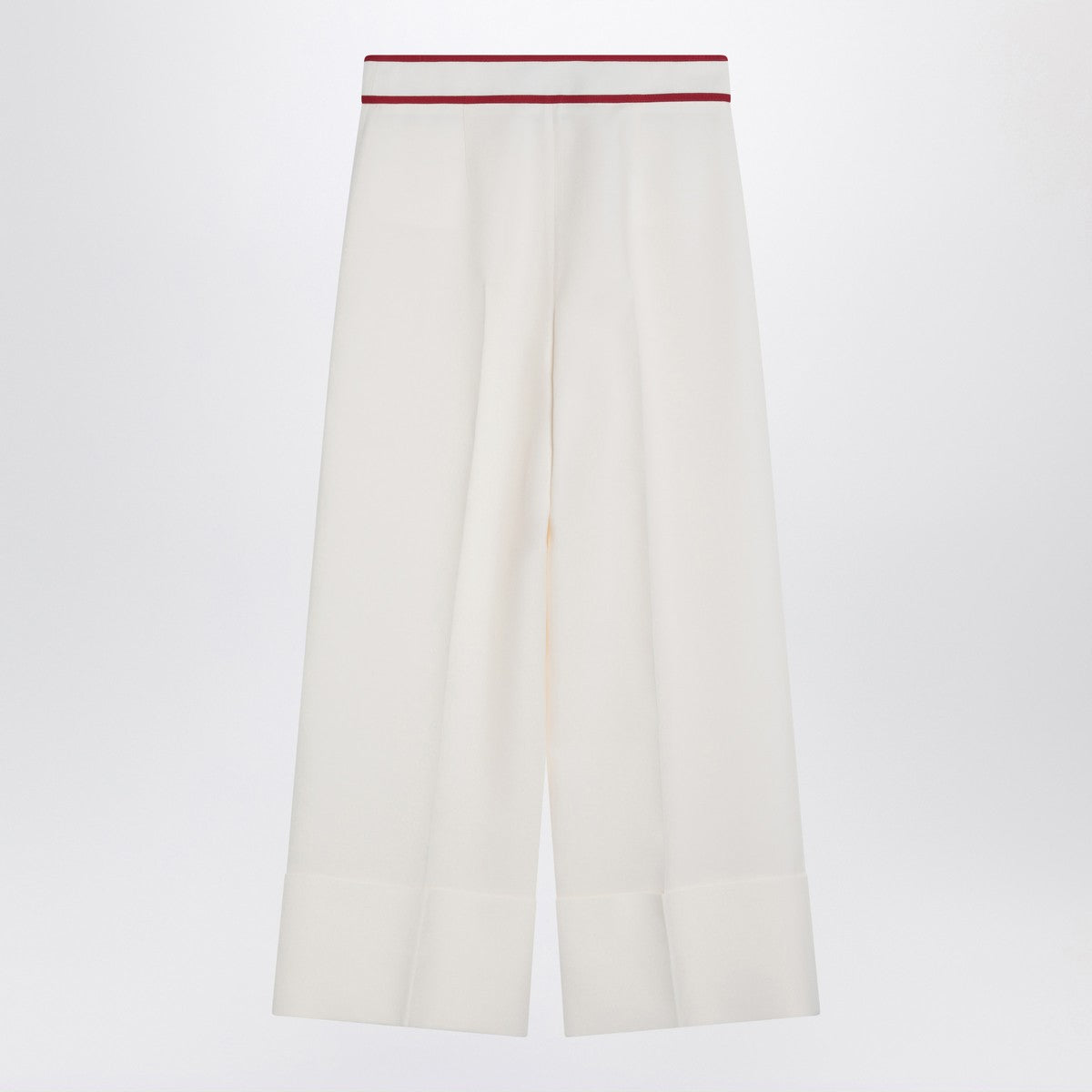 Pantalón Valentino Ivory con V dorada en lana virgen y seda