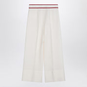 Pantalón Valentino Ivory con V dorada en lana virgen y seda