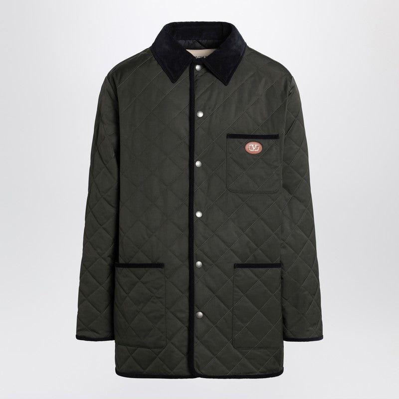 Veste matelassée vert olive Valentino avec patch VLogo