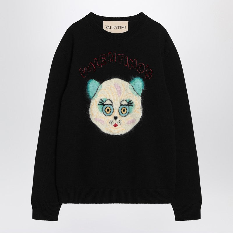 Valentino Black sweater with Le Chat de la Maison patch