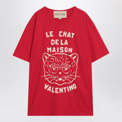 Valentino Red T-shirt with Le Chat de la Maison print