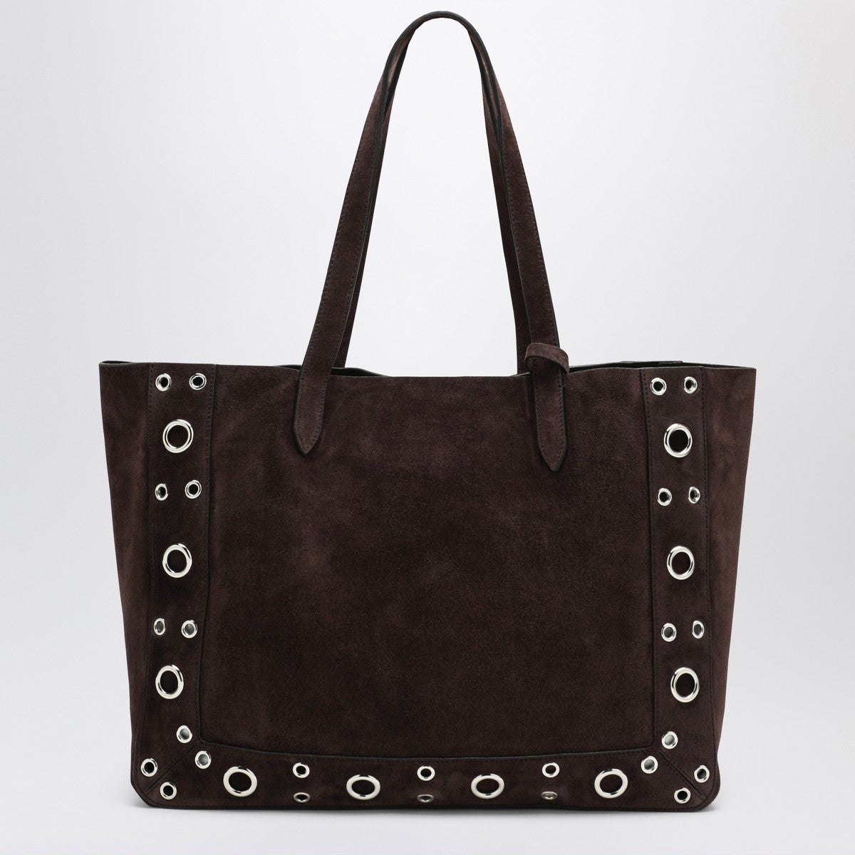 Sac cabas Nellcôte de taille moyenne Valentino Garavani en daim marron foncé