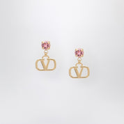 Valentino Garavani VLogo Signature earrings in gold with pink Swarovski
