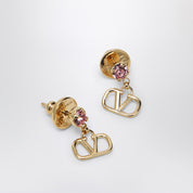 Valentino Garavani VLogo Signature earrings in gold with pink Swarovski