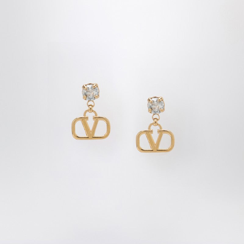 Valentino Garavani Gold VLogo Signature earrings with silver Swarovski