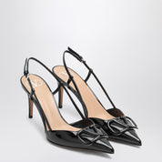 Valentino Garavani Slingback Vlogo en cuir verni noir