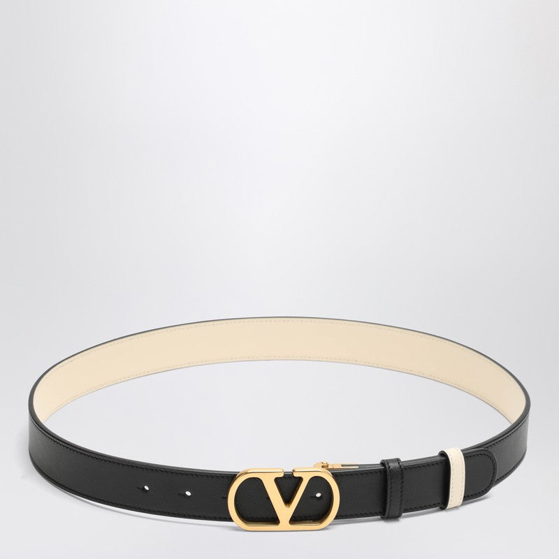 Valentino Garavani Reversible VLogo Signature belt in black butter white leather