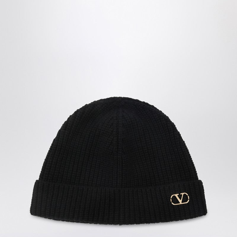 Valentino Garavani Gorro VLogo Signature negro de cachemir