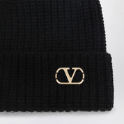 Valentino Garavani Gorro VLogo Signature negro de cachemir