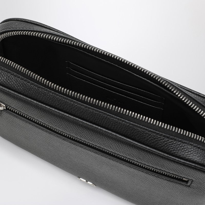 Pochette Valentino Garavani Vlogo Signature noir en cuir de veau grainé