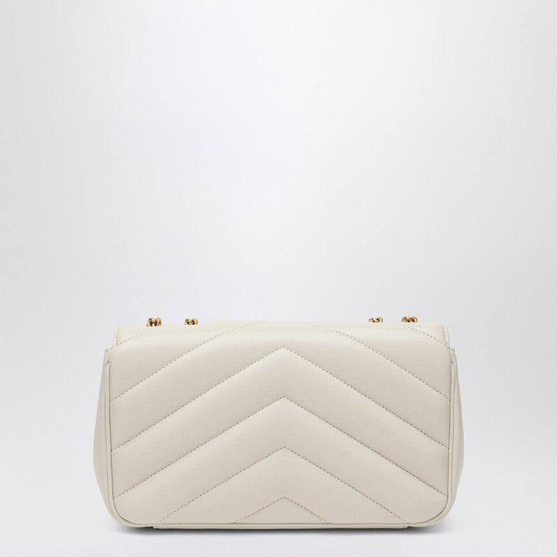 Bolso pequeño Saint Laurent LouLou en piel de cordero blanca