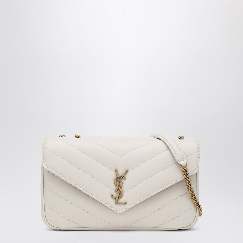 Bolso mediano LouLou color crema de piel suave de Saint Laurent