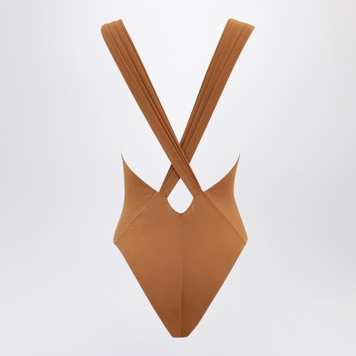 Body croisé en soie mélangée marron Saint Laurent