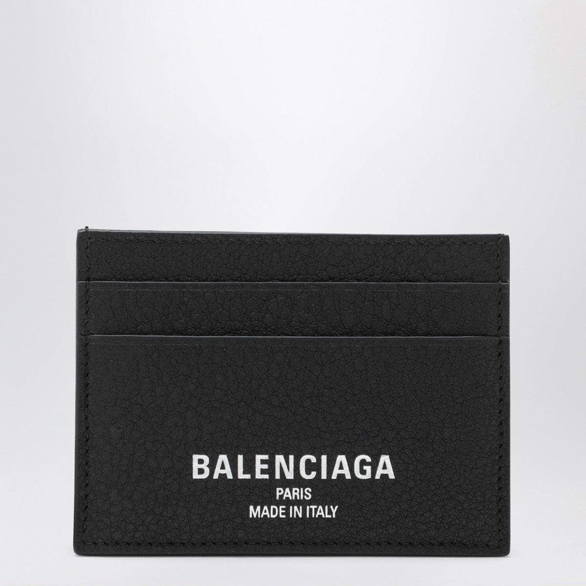 Porte-cartes de crédit Balenciaga noir en cuir martelé