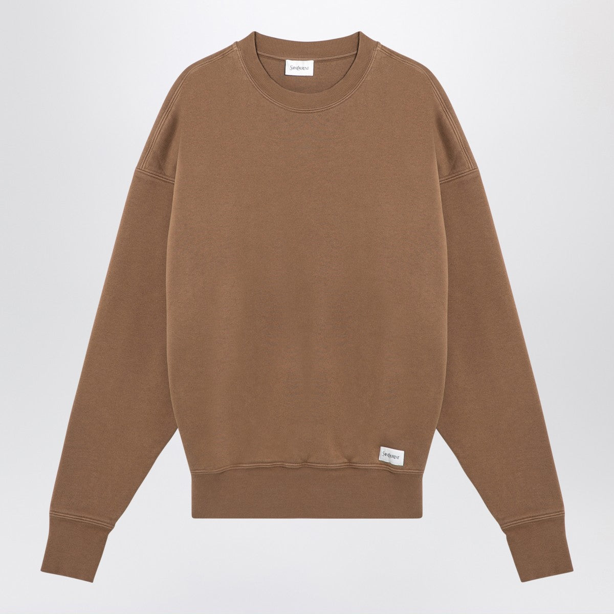 Sweat-shirt en coton peluche couleur caramel Saint Laurent