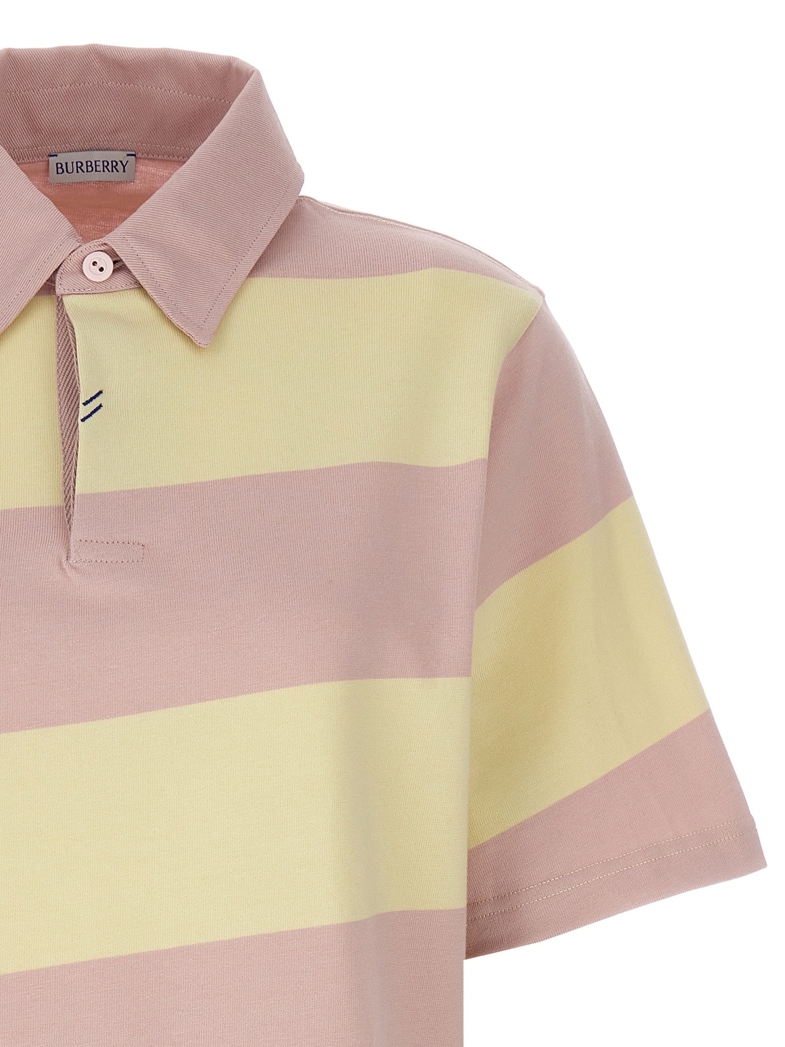 Burberry Striped Polo Shirt — Oversized Logo Tee