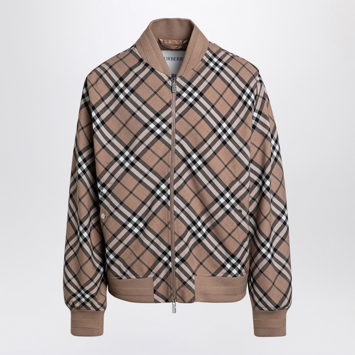 Burberry Check pattern zipped cardigan in wool blend