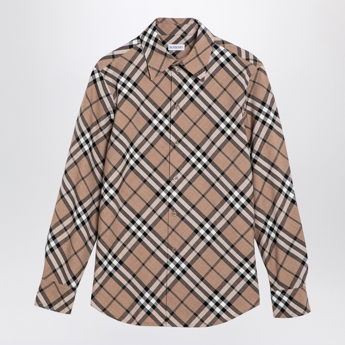 Chemise en laine mélangée à motif à carreaux Burberry