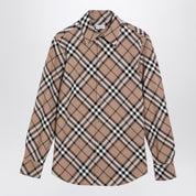 Chemise en laine mélangée à motif à carreaux Burberry