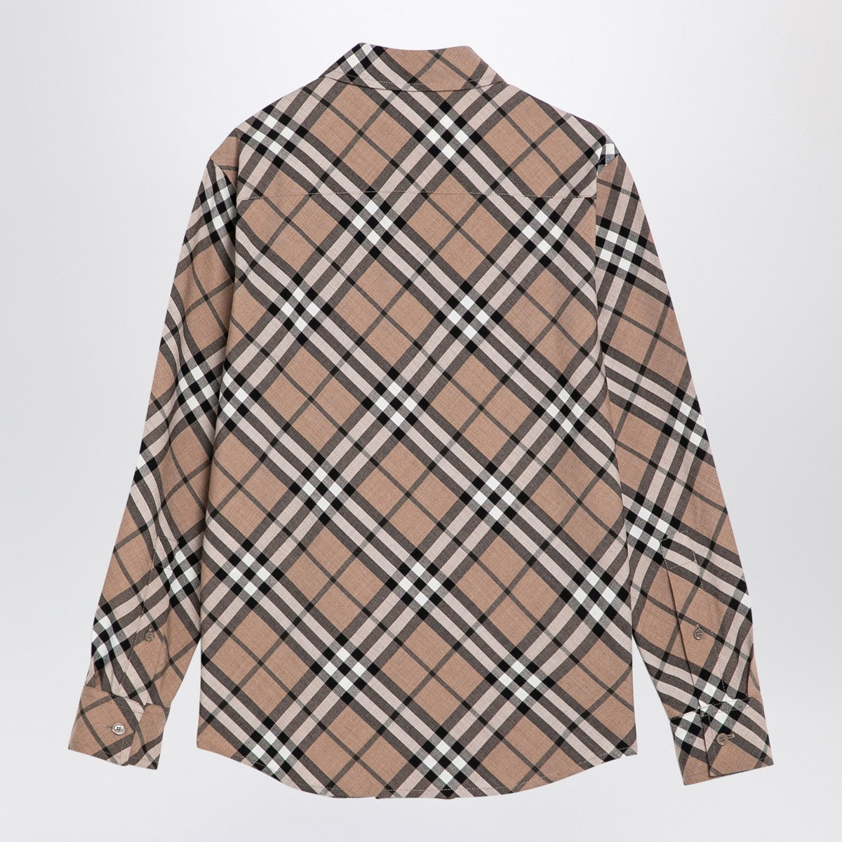 Chemise en laine mélangée à motif à carreaux Burberry