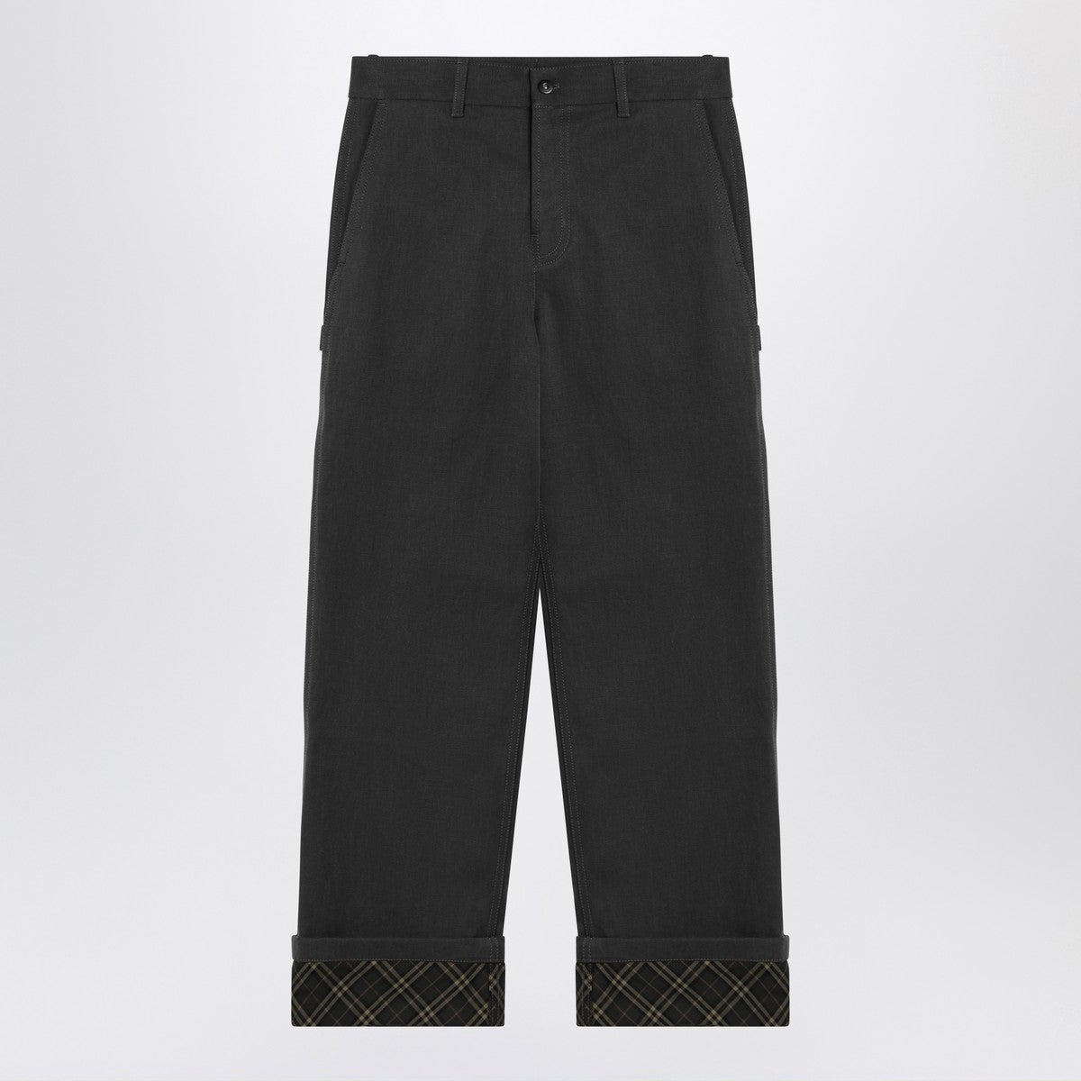 Burberry Black trousers with Check pattern lapels