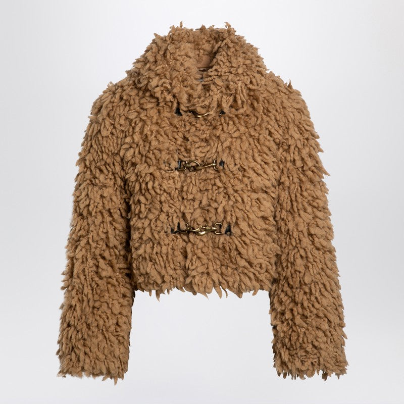 Veste courte en laine mélangée beige Burberry