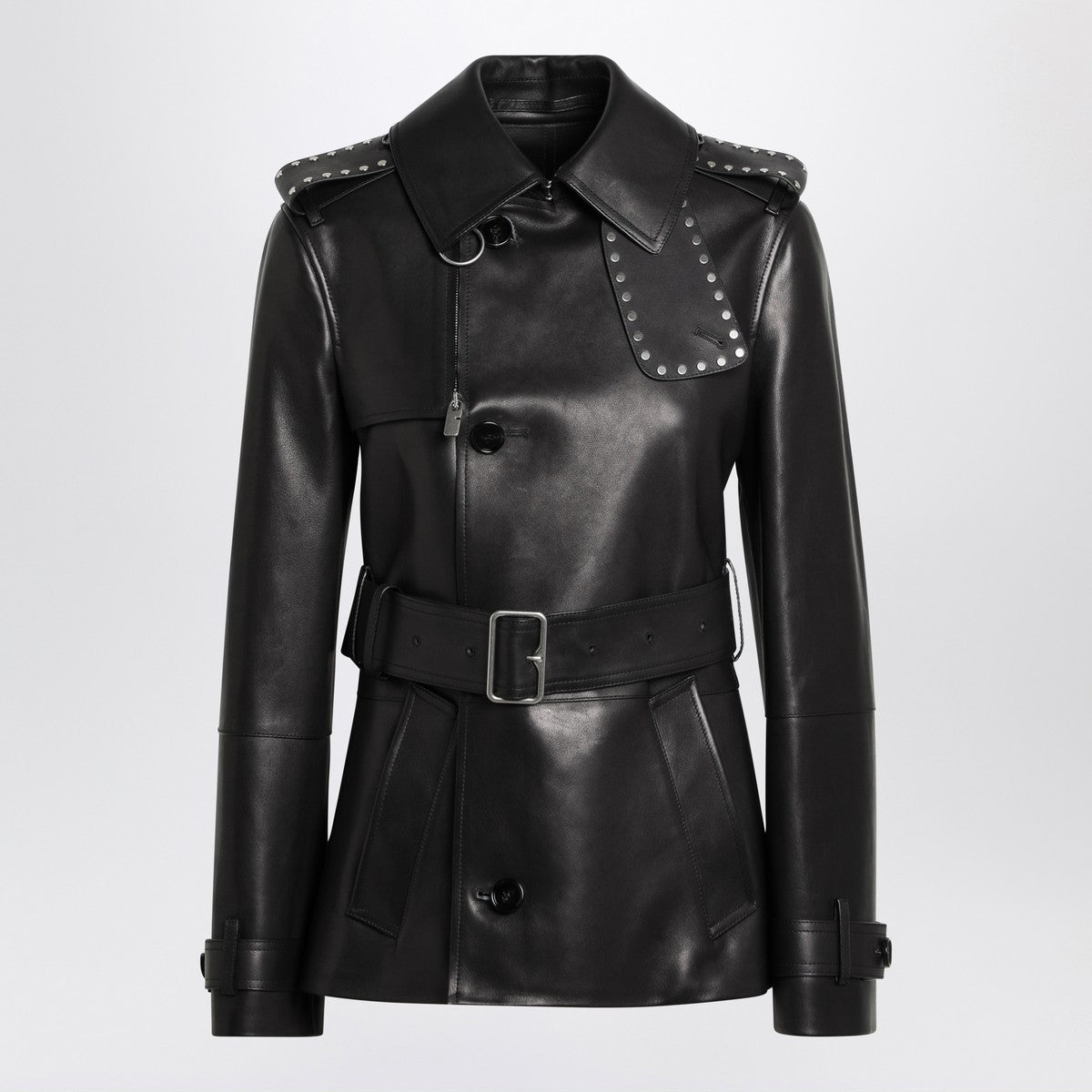 Burberry Short black leather jacket with studs