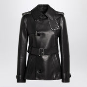 Burberry Short black leather jacket with studs