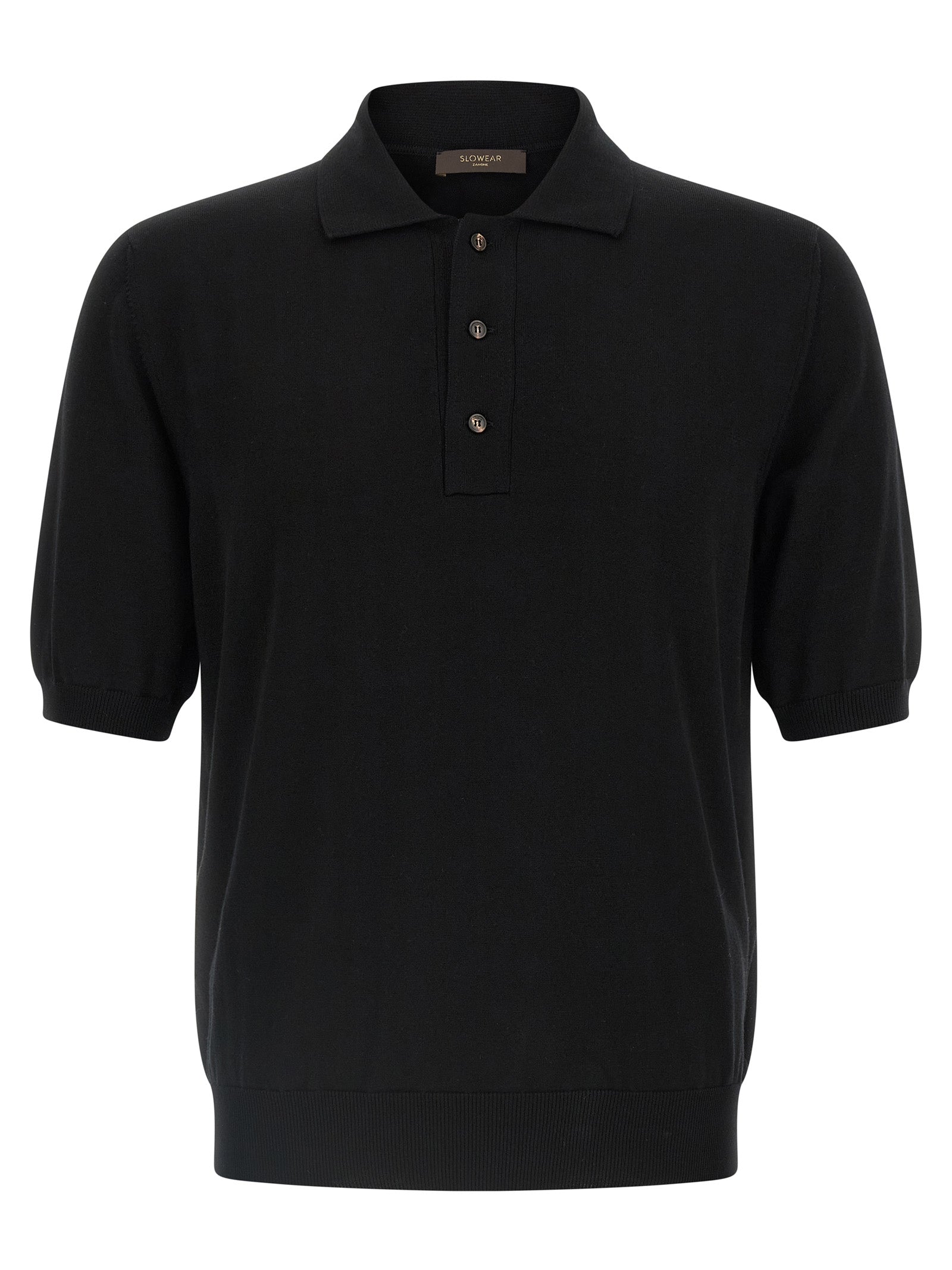 Zanone Cotton Knit Polo Shirt for Men — Black, New