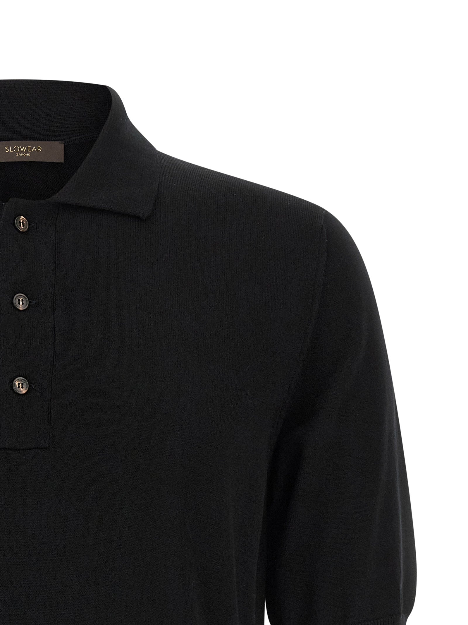 Zanone Cotton Knit Polo Shirt for Men — Black, New