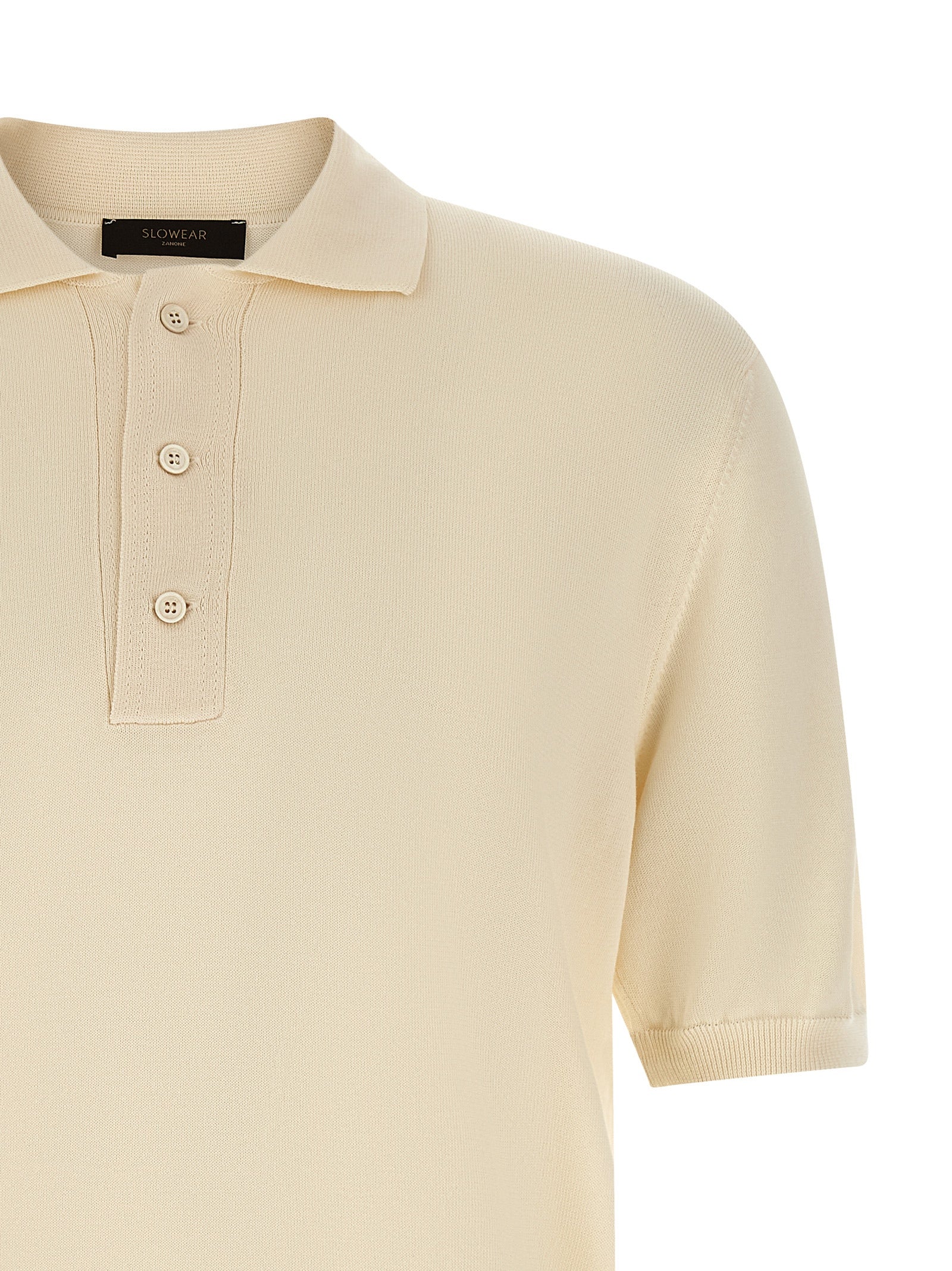 Zanone Cotton Knit Polo Shirt — Beige Men’s Shirt