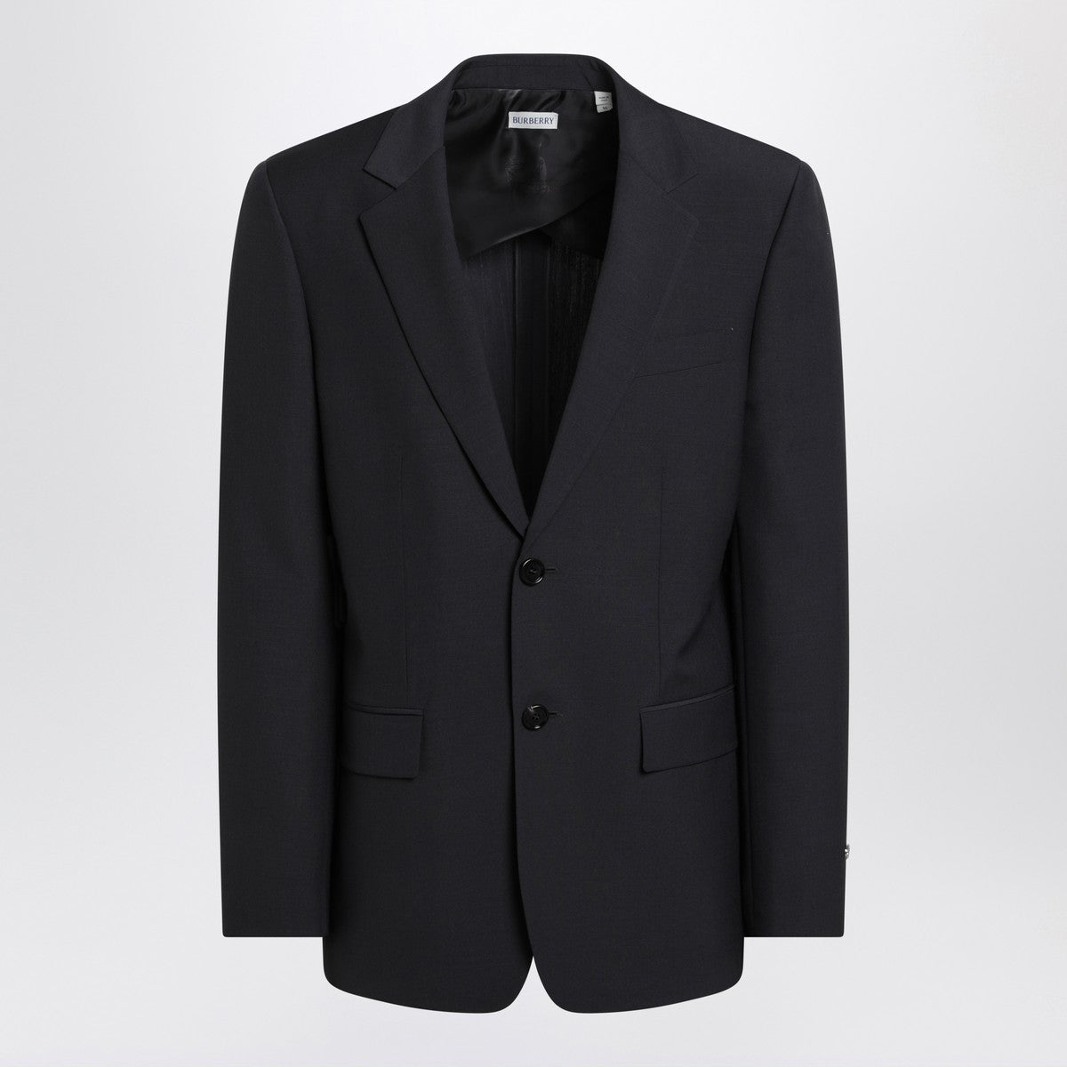 Burberry Navy Blue Wool Blend Jacket — Single‑Breasted Elegance