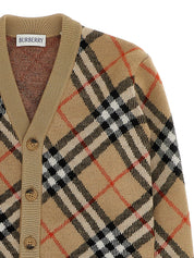 Burberry Graham Cardigan Knitwear — Beige V‑Neck