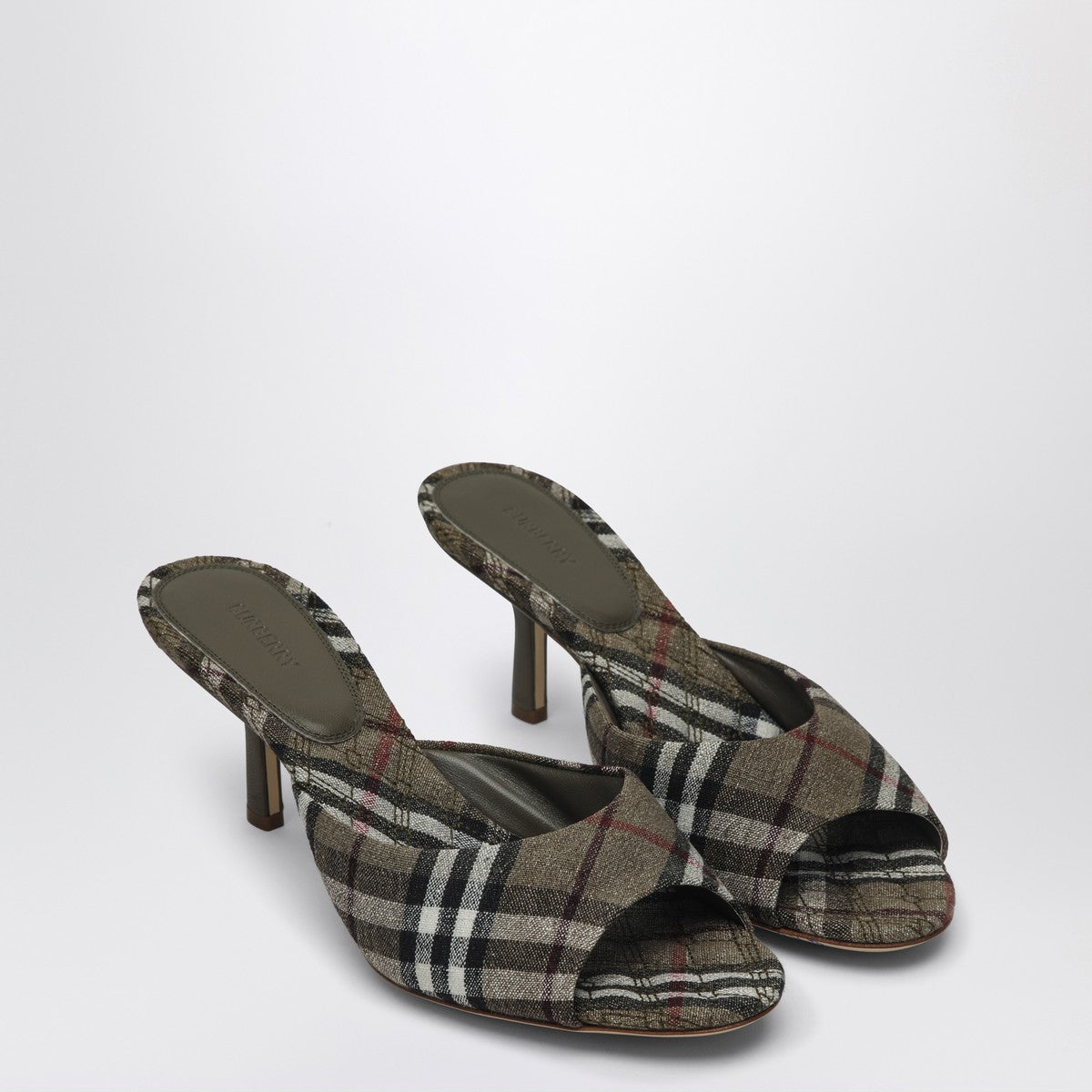 Burberry Mews Mule with Check Pattern — Leather Stiletto Mule
