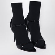Sandale Balenciaga Avenue Sock noire en cuir verni et mesh