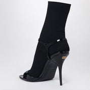 Sandale Balenciaga Avenue Sock noire en cuir verni et mesh