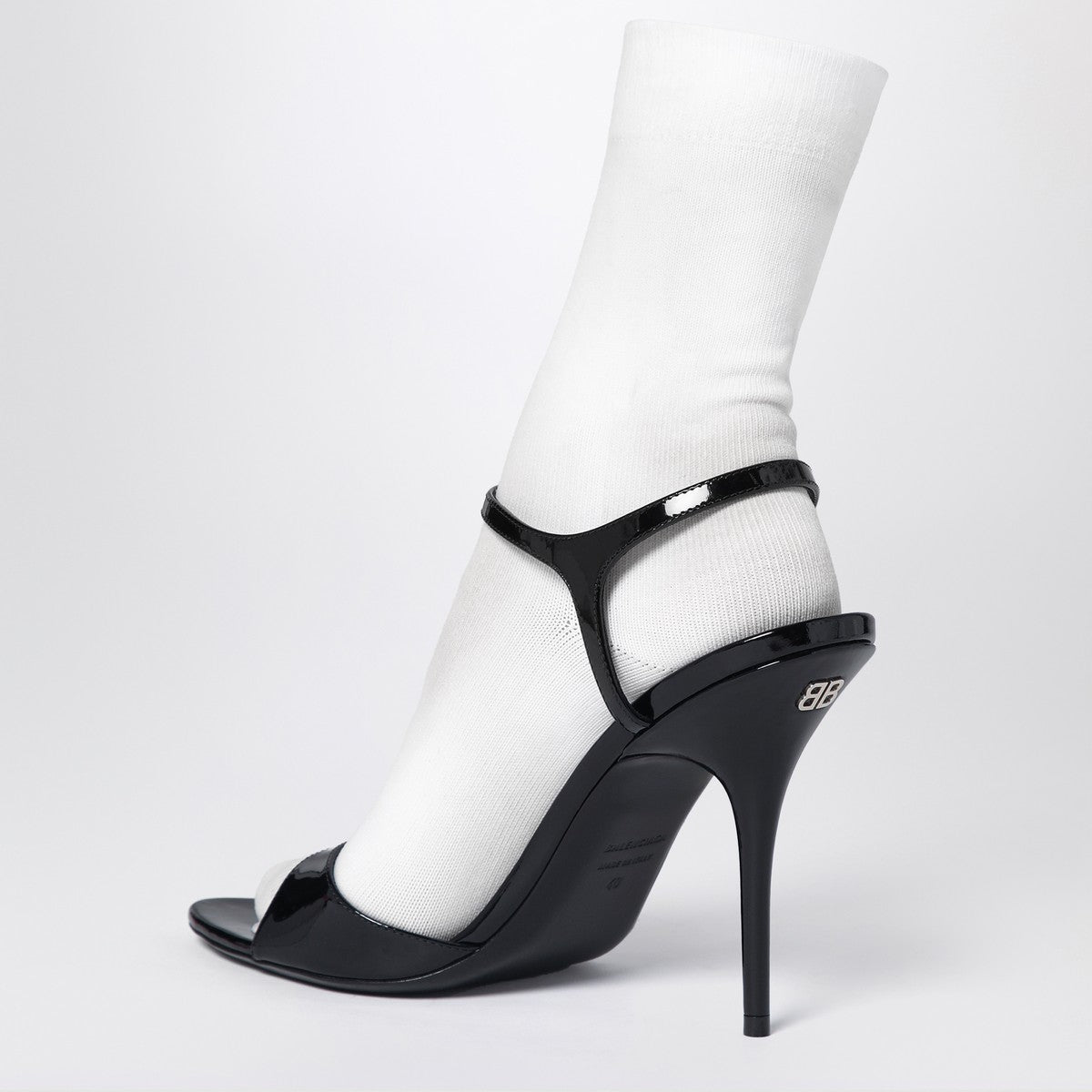 Balenciaga Avenue Sock black sandal in patent leather and mesh