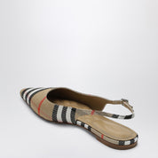 Burberry Ballerine slingback Birdie Check en sergé beige