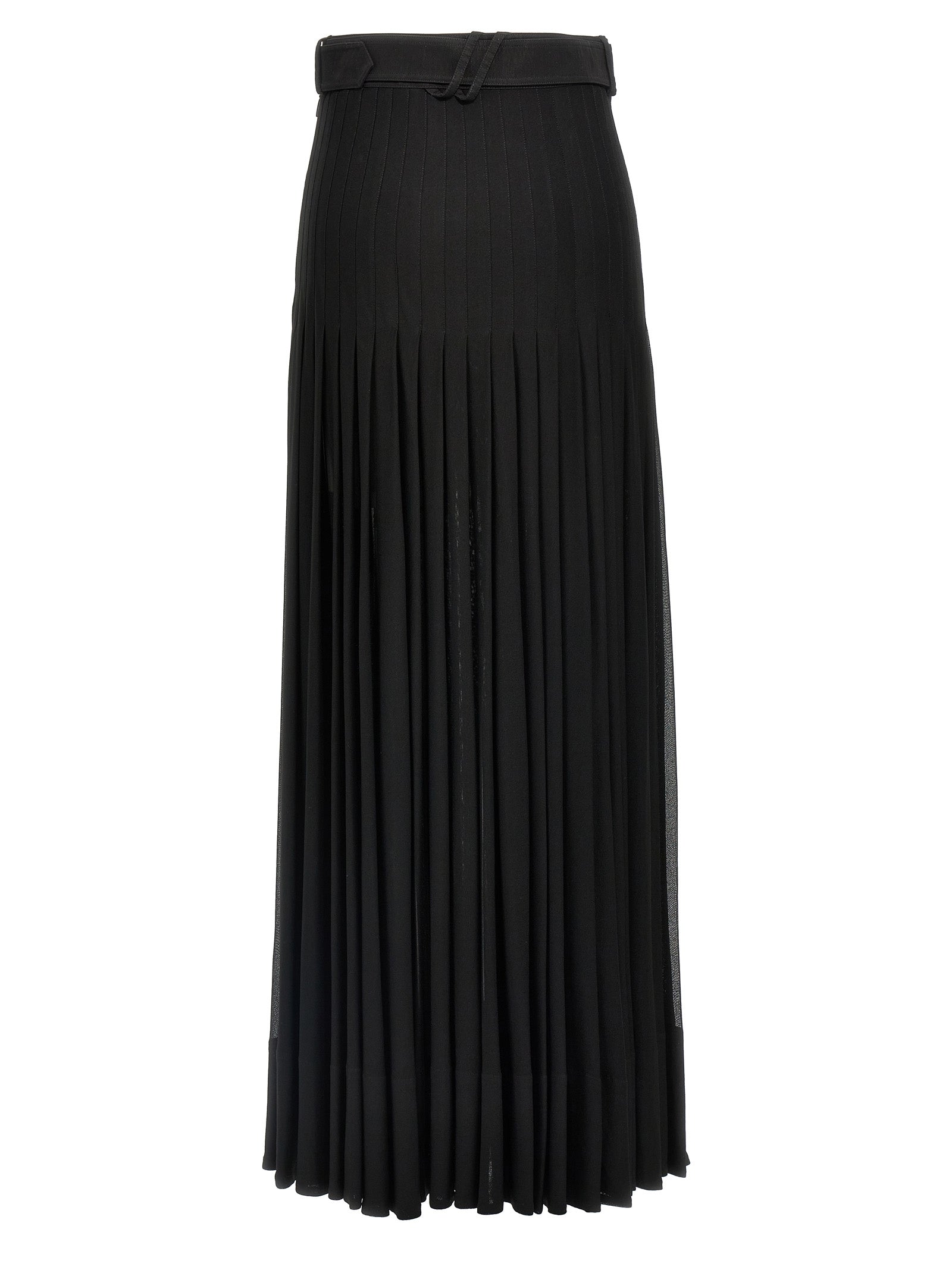 Burberry Pleated Skirt — Black Semi‑Transparent Viscose