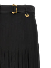 Burberry Pleated Skirt — Black Semi‑Transparent Viscose