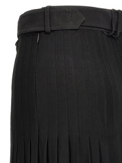 Burberry Pleated Skirt — Black Semi‑Transparent Viscose