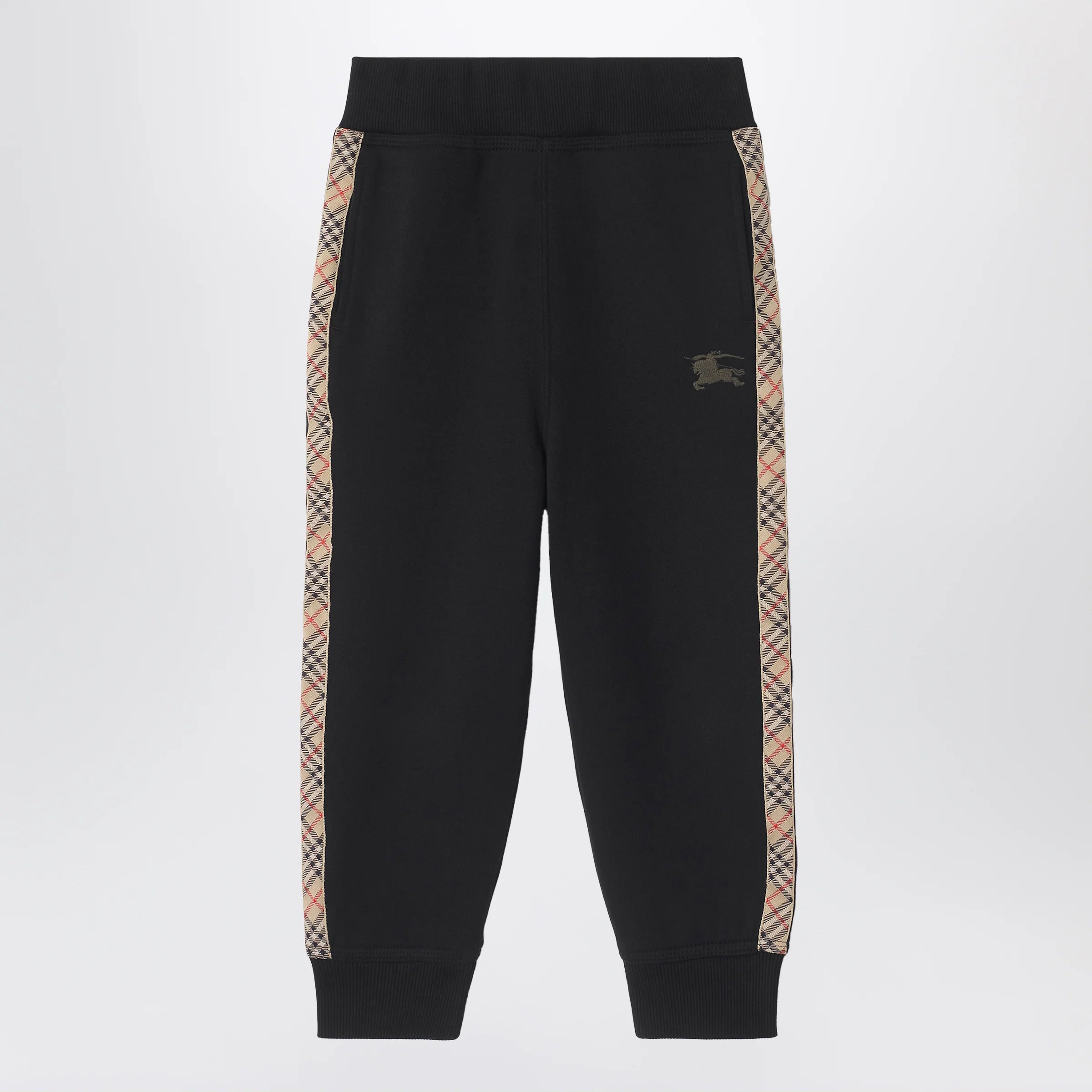 Burberry Black jogging trousers with Check motif detail