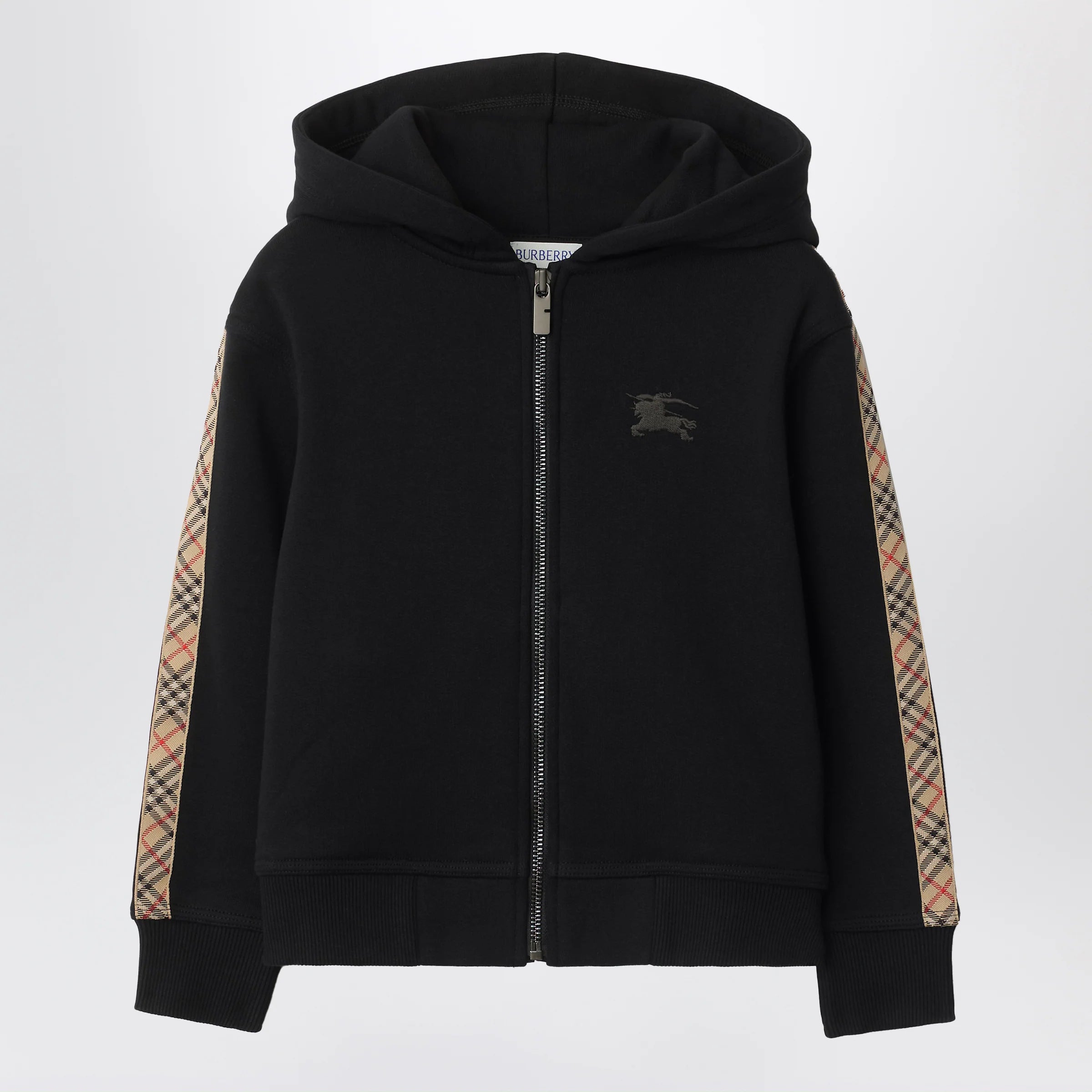 Burberry Black sweatshirt with Check motif detail