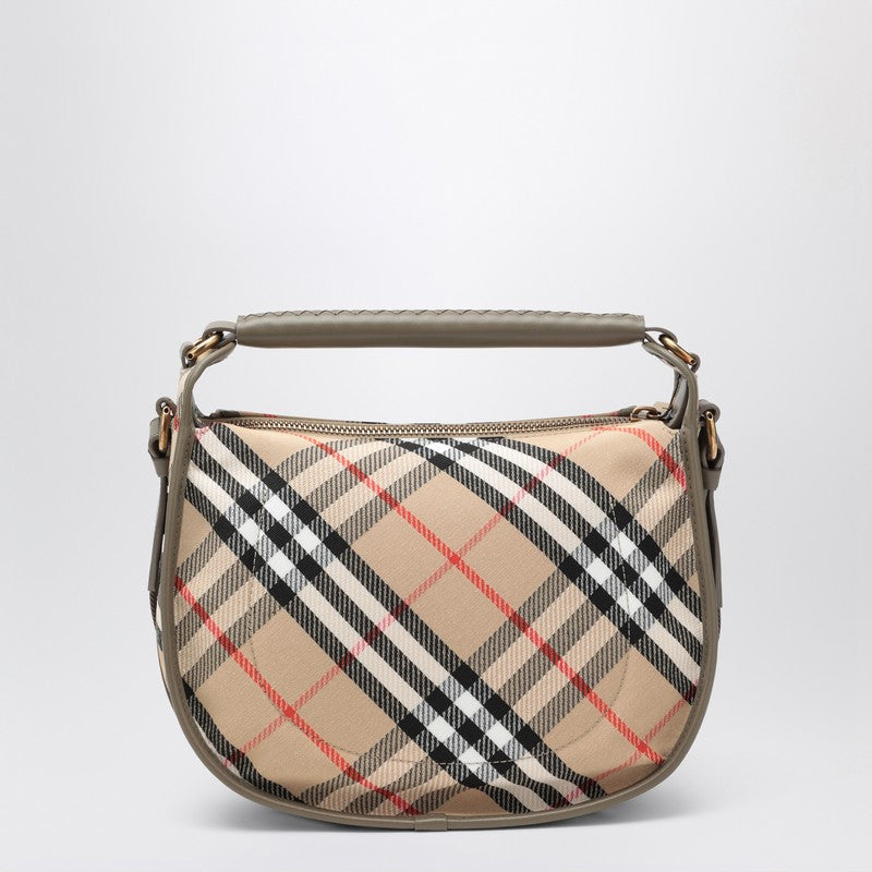 Burberry Small B Clip messenger bag in beige Check cotton blend