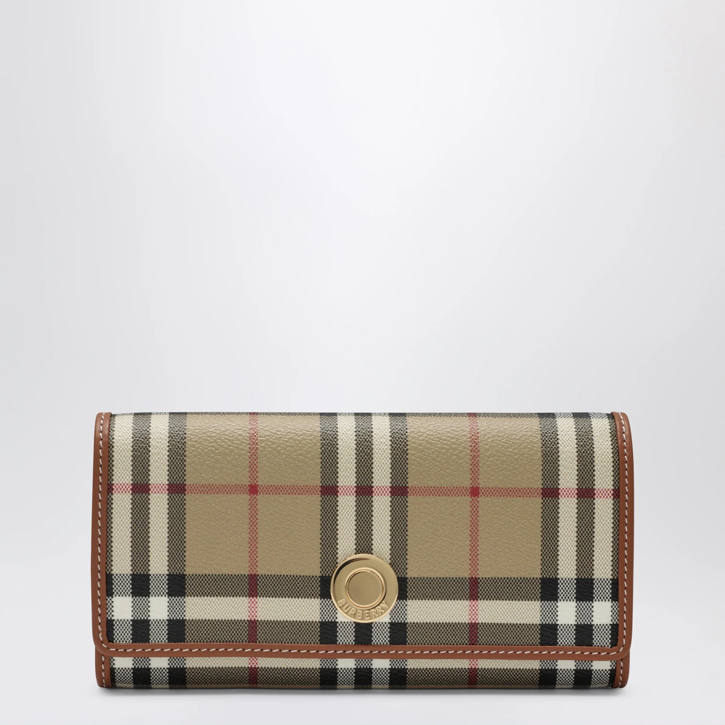 Burberry Check continental wallet in coated cotton blend, beige